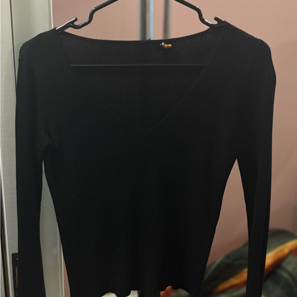 Ambiance Black Ribbed Sweater
